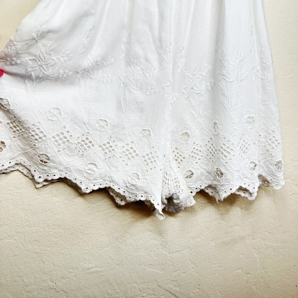 Express White Floral Eyelet Lace Trim Sleeveless Romper Playsuit XS - Picture 7 of 14